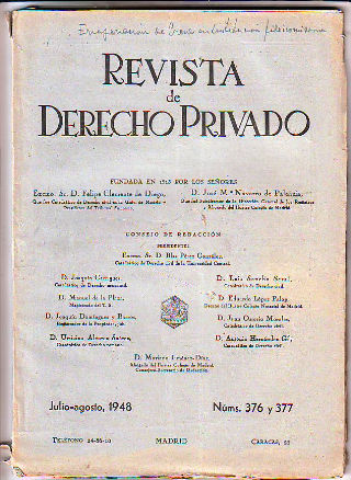 REVISTA DE DERECHO PRIVADO. JULIO-AGOSTO 1948.
