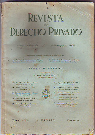 REVISTA DE DERECHO PRIVADO. JULIO-AGOSTO 1951.