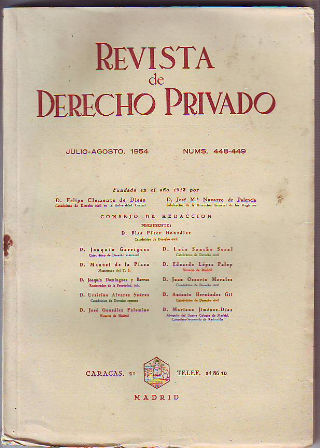 REVISTA DE DERECHO PRIVADO. JULIO-AGOSTO 1954.