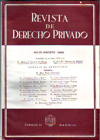 REVISTA DE DERECHO PRIVADO. JULIO-AGOSTO 1968.