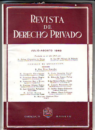 REVISTA DE DERECHO PRIVADO. JULIO-AGOSTO 1969.
