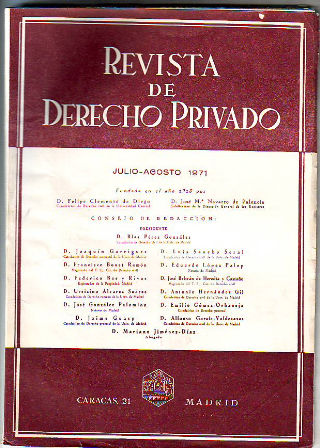 REVISTA DE DERECHO PRIVADO. JULIO-AGOSTO 1971.