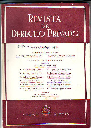 REVISTA DE DERECHO PRIVADO. JULIO-AGOSTO 1974.