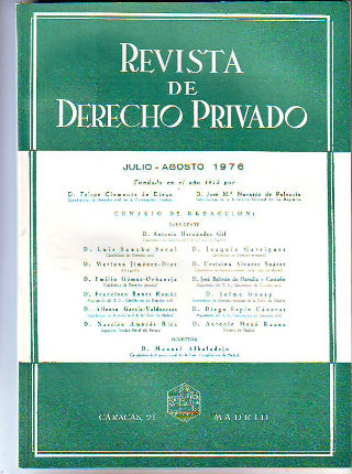 REVISTA DE DERECHO PRIVADO. JULIO-AGOSTO 1976.