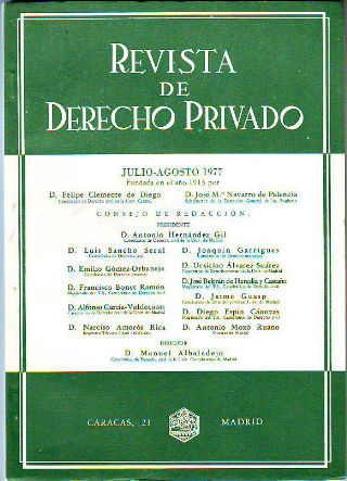 REVISTA DE DERECHO PRIVADO. JULIO-AGOSTO 1977.