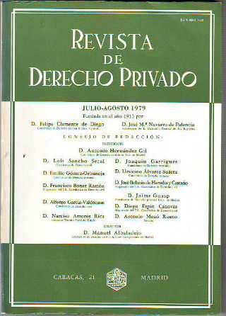 REVISTA DE DERECHO PRIVADO. JULIO-AGOSTO 1979.