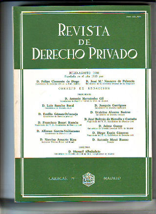 REVISTA DE DERECHO PRIVADO. JULIO-AGOSTO 1980.