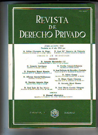 REVISTA DE DERECHO PRIVADO. JULIO-AGOSTO 1982.