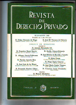 REVISTA DE DERECHO PRIVADO. JULIO-AGOSTO 1983.