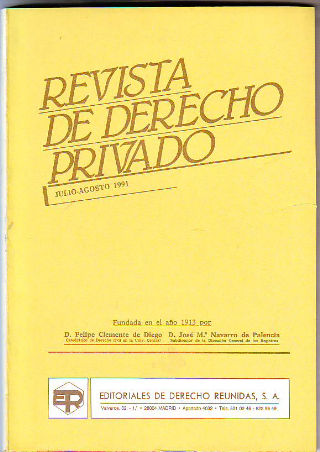 REVISTA DE DERECHO PRIVADO. JULIO-AGOSTO 1991.