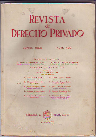 REVISTA DE DERECHO PRIVADO. JUNIO 1952.