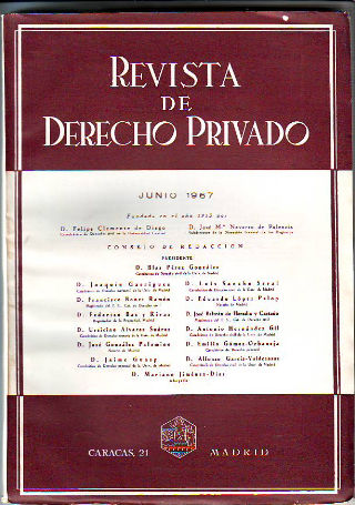 REVISTA DE DERECHO PRIVADO. JUNIO 1967.