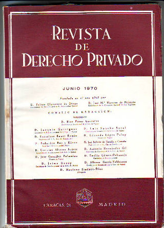 REVISTA DE DERECHO PRIVADO. JUNIO 1970.
