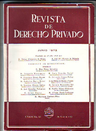 REVISTA DE DERECHO PRIVADO. JUNIO 1973.