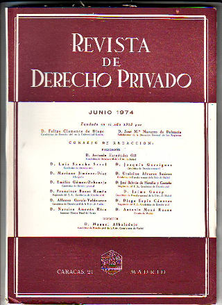 REVISTA DE DERECHO PRIVADO. JUNIO 1974.