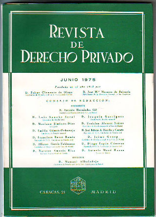 REVISTA DE DERECHO PRIVADO. JUNIO 1975.
