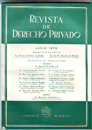 REVISTA DE DERECHO PRIVADO. JUNIO 1976.