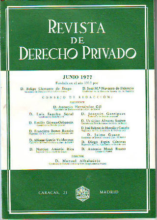 REVISTA DE DERECHO PRIVADO. JUNIO 1977.