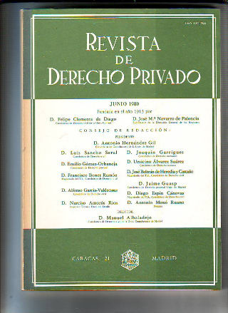 REVISTA DE DERECHO PRIVADO. JUNIO 1980 .