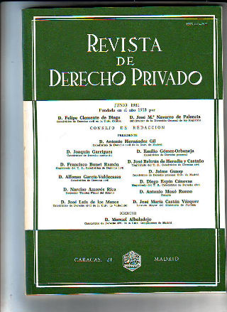 REVISTA DE DERECHO PRIVADO. JUNIO 1981.