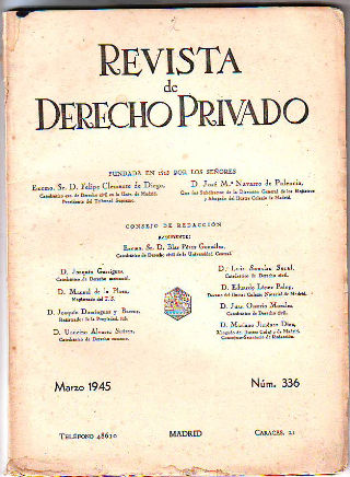 REVISTA DE DERECHO PRIVADO. MARZO 1945.