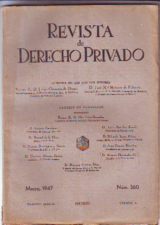 REVISTA DE DERECHO PRIVADO. MARZO 1947.