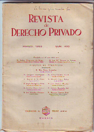 REVISTA DE DERECHO PRIVADO. MARZO 1952.