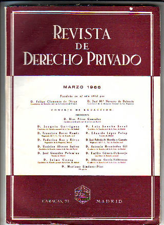 REVISTA DE DERECHO PRIVADO. MARZO 1966.
