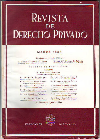 REVISTA DE DERECHO PRIVADO. MARZO 1968.