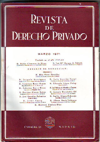 REVISTA DE DERECHO PRIVADO. MARZO 1971.