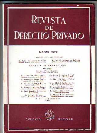 REVISTA DE DERECHO PRIVADO. MARZO 1972.