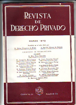 REVISTA DE DERECHO PRIVADO. MARZO 1973.