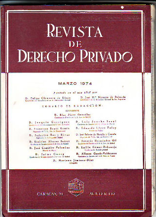 REVISTA DE DERECHO PRIVADO. MARZO 1974.