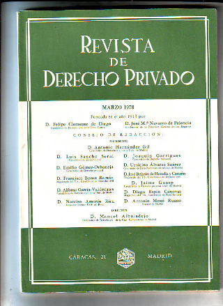 REVISTA DE DERECHO PRIVADO. MARZO 1978.