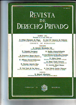 REVISTA DE DERECHO PRIVADO. MARZO 1981.