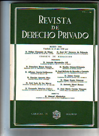 REVISTA DE DERECHO PRIVADO. MARZO 1983.