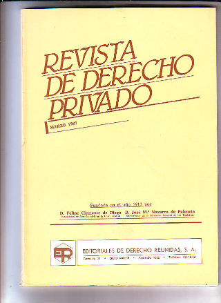 REVISTA DE DERECHO PRIVADO. MARZO 1987.