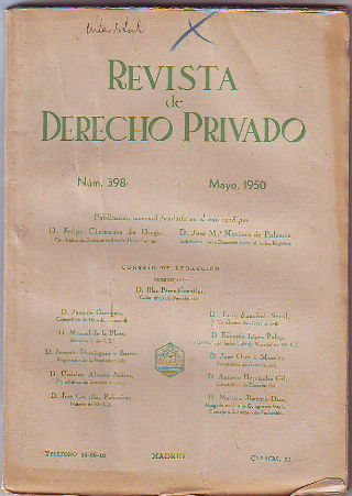 REVISTA DE DERECHO PRIVADO. MAYO 1950.