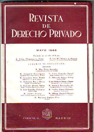 REVISTA DE DERECHO PRIVADO. MAYO 1966.