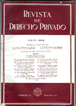REVISTA DE DERECHO PRIVADO. MAYO 1968.