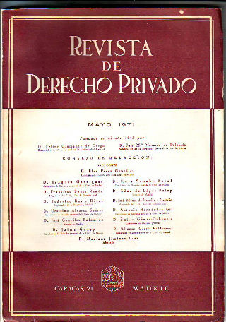 REVISTA DE DERECHO PRIVADO. MAYO 1971