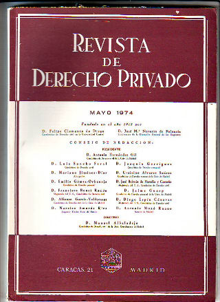 REVISTA DE DERECHO PRIVADO. MAYO 1974.