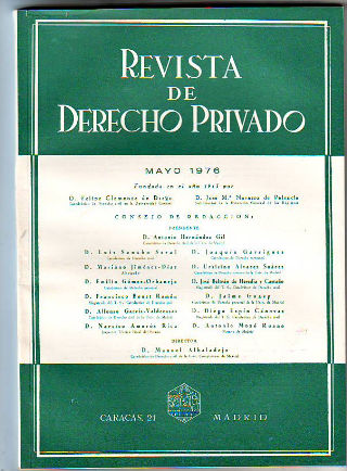 REVISTA DE DERECHO PRIVADO. MAYO 1976.
