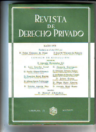 REVISTA DE DERECHO PRIVADO. MAYO 1978.