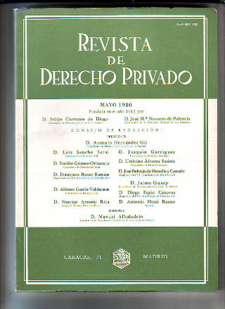 REVISTA DE DERECHO PRIVADO. MAYO 1980.