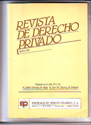 REVISTA DE DERECHO PRIVADO. MAYO 1987.