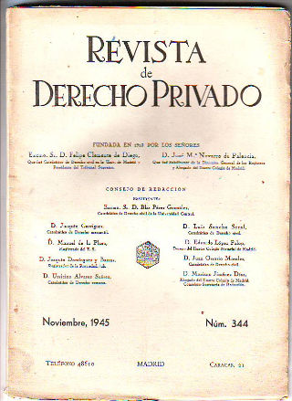 REVISTA DE DERECHO PRIVADO. NOVIEMBRE 1945.