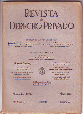 REVISTA DE DERECHO PRIVADO. NOVIEMBRE 1946.