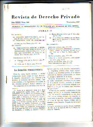 REVISTA DE DERECHO PRIVADO. NOVIEMBRE 1947.