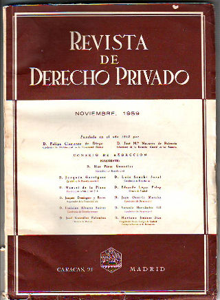 REVISTA DE DERECHO PRIVADO. NOVIEMBRE 1959.